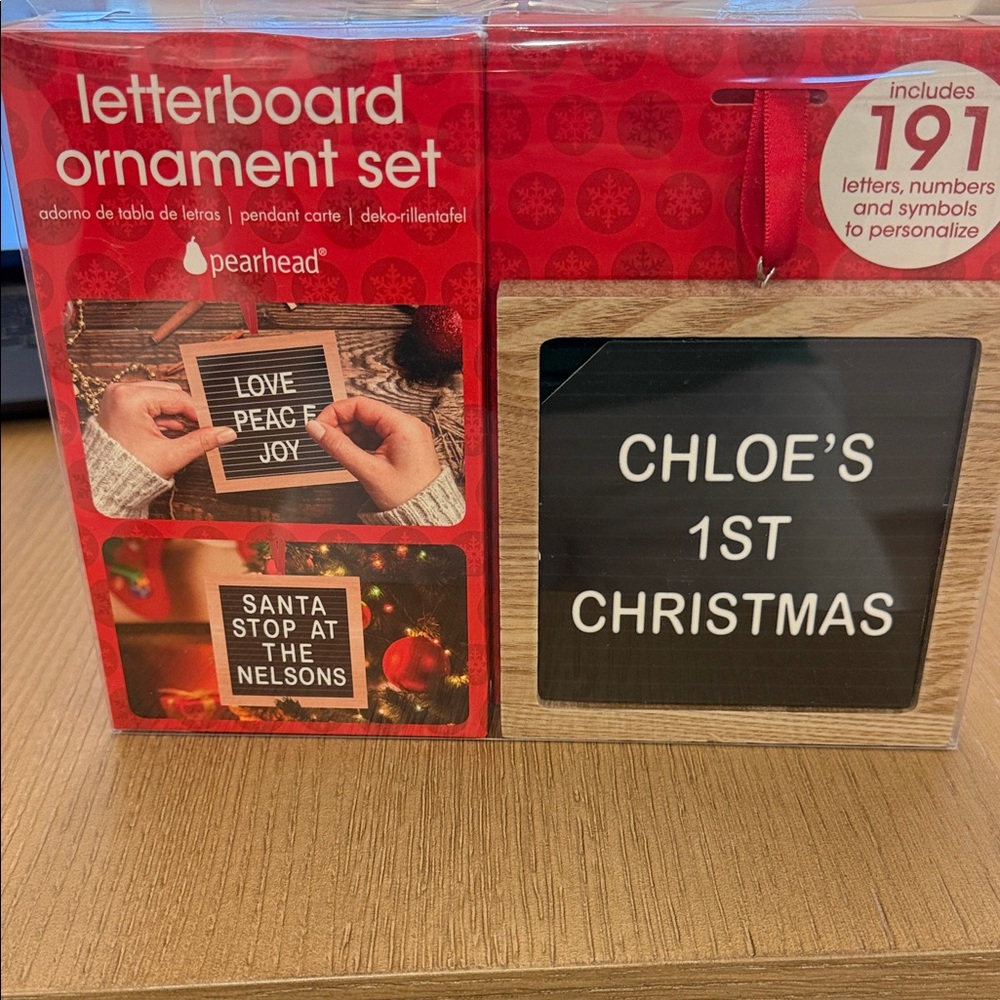 NEW Sealed Pearhead Letterboard Ornament Set Wood Frame 191 Pieces